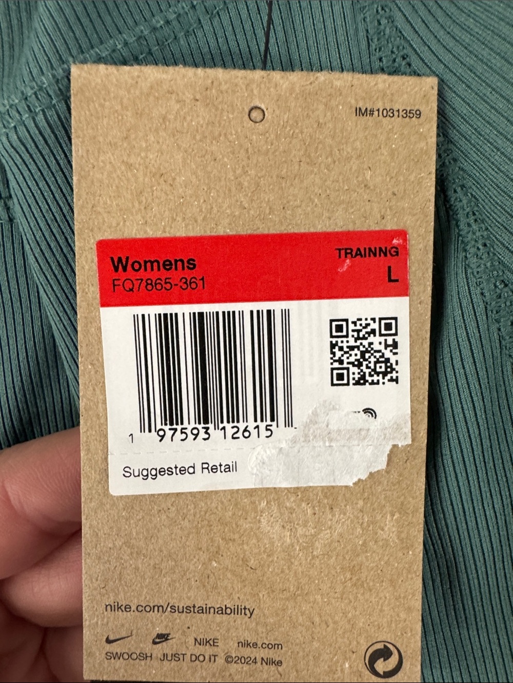 Nike One Capsule Ribbed Dress Dri-FIT with Built in Shorts Size LARGE jade green - Picture 3 of 3